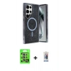 MARSİLYAN™- Galaxy S25 Ultra Kılıf Eksen Çizgi - Siyah Joko Magic 5D Cam + Raze Metal Kamera Lens - NLGY
