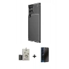 MARSİLYAN™- Galaxy S25 Ultra Kılıf Eksen Form Prime - Siyah 3D Antistatik Hayalet Cam Ekran Koruyucu + Bilvis Titan Kamera Lens - TNGI