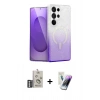 MARSİLYAN™- Galaxy S25 Ultra Kılıf Eksen Minimal Özel Seri - Şeffaf Pasifik Cam Ekran Koruyucu + Gümüş Bilvis Titan Kamera Lens