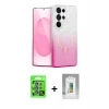 MARSİLYAN™- Galaxy S25 Ultra Kılıf Eksen Minimal Özel Seri - Şeffaf Polymer Nano Ekran Koruyucu + Mavi Raze Metal Kamera Lens