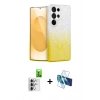 MARSİLYAN™- Galaxy S25 Ultra Kılıf Eksen Minimal Özel Seri - Siyah 3D Antistatik Cam Ekran Koruyucu + Raze Metal Kamera Lens - GS
