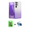 MARSİLYAN™- Galaxy S25 Ultra Kılıf Eksen Minimal Özel Seri - Siyah 3D Antistatik Cam Ekran Koruyucu + Raze Metal Kamera Lens - NLGY