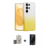 MARSİLYAN™- Galaxy S25 Ultra Kılıf Eksen Minimal Özel Seri - Siyah 3D Antistatik Hayalet Cam Ekran Koruyucu + Bilvis Titan Kamera Lens - GS