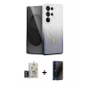 MARSİLYAN™- Galaxy S25 Ultra Kılıf Eksen Minimal Özel Seri - Siyah 3D Antistatik Hayalet Cam Ekran Koruyucu + Bilvis Titan Kamera Lens - TNGI