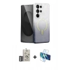 MARSİLYAN™- Galaxy S25 Ultra Kılıf Eksen Minimal Özel Seri - Siyah 3D Antistatik Seramik Nano Ekran Koruyucu + Gümüş Bilvis Titan Kamera Lens