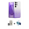 MARSİLYAN™- Galaxy S25 Ultra Kılıf Eksen Minimal Özel Seri - Siyah 3D Antistatik Seramik Nano Ekran Koruyucu + Gümüş Bilvis Titan Kamera Lens