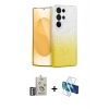 MARSİLYAN™- Galaxy S25 Ultra Kılıf Eksen Minimal Özel Seri - Siyah 3D Antistatik Seramik Nano Ekran Koruyucu + Gümüş Bilvis Titan Kamera Lens