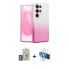 MARSİLYAN™- Galaxy S25 Ultra Kılıf Eksen Minimal Özel Seri - Siyah 3D Antistatik Seramik Nano Ekran Koruyucu + Gümüş Bilvis Titan Kamera Lens
