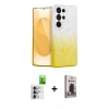 MARSİLYAN™- Galaxy S25 Ultra Kılıf Eksen Minimal Özel Seri - Siyah Bilvis Hayalet Cam Ekran Koruyucu + Raze Metal Kamera Lens - GS