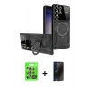 MARSİLYAN™- Galaxy S25 Ultra Kılıf Kıvılcım Modern Serisi - Siyah 3D Antistatik Hayalet Cam Ekran Koruyucu + Raze Metal Kamera Lens - NLGY