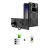 MARSİLYAN™- Galaxy S25 Ultra Kılıf Kıvılcım Modern Serisi - Siyah Joko Magic 5D Hayalet Cam + Raze Metal Kamera Lens - GS