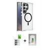 MARSİLYAN™- Galaxy S25 Ultra Kılıf Kozmos Doku Koleksiyonu - Şeffaf Polymer Nano Ekran Koruyucu + Raze Metal Kamera Lens - GS
