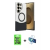 MARSİLYAN™- Galaxy S25 Ultra Kılıf Kozmos Form Özel Seri - Siyah 3D Antistatik Cam Ekran Koruyucu + Raze Metal Kamera Lens - MI
