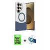 MARSİLYAN™- Galaxy S25 Ultra Kılıf Kozmos Form Özel Seri - Siyah 3D Antistatik Cam Ekran Koruyucu + Raze Metal Kamera Lens - NLGY