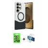 MARSİLYAN™- Galaxy S25 Ultra Kılıf Kozmos Form Özel Seri - Siyah 3D Antistatik Cam Ekran Koruyucu + Raze Metal Kamera Lens - NLGY