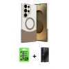 MARSİLYAN™- Galaxy S25 Ultra Kılıf Kozmos Form Özel Seri - Siyah 3D Antistatik Hayalet Cam Ekran Koruyucu + Raze Metal Kamera Lens - MI