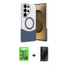 MARSİLYAN™- Galaxy S25 Ultra Kılıf Kozmos Form Özel Seri - Siyah 3D Antistatik Hayalet Cam Ekran Koruyucu + Raze Metal Kamera Lens - MI