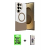MARSİLYAN™- Galaxy S25 Ultra Kılıf Kozmos Form Özel Seri - Siyah Bilvis 3D Cam Ekran Koruyucu + Raze Metal Kamera Lens - MI