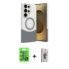 MARSİLYAN™- Galaxy S25 Ultra Kılıf Kozmos Form Özel Seri - Siyah Bilvis 3D Cam Ekran Koruyucu + Raze Metal Kamera Lens - MI