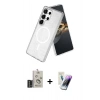 MARSİLYAN™- Galaxy S25 Ultra Kılıf Nova Asil Prime - Şeffaf Pasifik Cam Ekran Koruyucu + Bilvis Titan Kamera Lens - SH