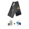 MARSİLYAN™- Galaxy S25 Ultra Kılıf Nova Asil Prime - Siyah 3D Antistatik Cam Ekran Koruyucu + Bilvis Titan Kamera Lens - GS