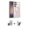 MARSİLYAN™- Galaxy S25 Ultra Kılıf Nova Işık Özel Seri - Şeffaf Pasifik Cam Ekran Koruyucu + Bilvis Titan Kamera Lens - SH