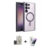 MARSİLYAN™- Galaxy S25 Ultra Kılıf Nova Işık Özel Seri - Şeffaf Pasifik Cam Ekran Koruyucu + Bilvis Titan Kamera Lens - TNGI