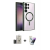 MARSİLYAN™- Galaxy S25 Ultra Kılıf Nova Işık Özel Seri - Şeffaf Pasifik Cam Ekran Koruyucu + Bilvis Titan Kamera Lens - TNGI