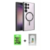 MARSİLYAN™- Galaxy S25 Ultra Kılıf Nova Işık Özel Seri - Şeffaf Polymer Nano Ekran Koruyucu + Natural Grey Raze Metal Kamera Lens