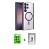MARSİLYAN™- Galaxy S25 Ultra Kılıf Nova Işık Özel Seri - Şeffaf Polymer Nano Ekran Koruyucu + Natural Grey Raze Metal Kamera Lens