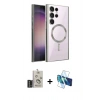 MARSİLYAN™- Galaxy S25 Ultra Kılıf Nova Işık Özel Seri - Siyah 3D Antistatik Cam Ekran Koruyucu + Bilvis Titan Kamera Lens - SH