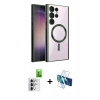 MARSİLYAN™- Galaxy S25 Ultra Kılıf Nova Işık Özel Seri - Siyah 3D Antistatik Cam Ekran Koruyucu + Raze Metal Kamera Lens - GS