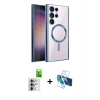 MARSİLYAN™- Galaxy S25 Ultra Kılıf Nova Işık Özel Seri - Siyah 3D Antistatik Cam Ekran Koruyucu + Raze Metal Kamera Lens - GS