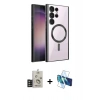 MARSİLYAN™- Galaxy S25 Ultra Kılıf Nova Işık Özel Seri - Siyah 3D Antistatik Cam Ekran Koruyucu + Bilvis Titan Kamera Lens - TNGI