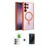 MARSİLYAN™- Galaxy S25 Ultra Kılıf Nova Işık Özel Seri - Siyah 3D Antistatik Hayalet Cam Ekran Koruyucu + Raze Metal Kamera Lens - GS