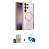 MARSİLYAN™- Galaxy S25 Ultra Kılıf Nova Işık Özel Seri - Siyah 3D Antistatik Seramik Nano Ekran Koruyucu + Bilvis Titan Kamera Lens - SH