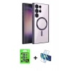 MARSİLYAN™- Galaxy S25 Ultra Kılıf Nova Işık Özel Seri - Siyah 3D Antistatik Seramik Nano Ekran Koruyucu + Raze Metal Kamera Lens - MI