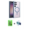 MARSİLYAN™- Galaxy S25 Ultra Kılıf Nova Işık Özel Seri - Siyah 3D Antistatik Seramik Nano Ekran Koruyucu + Raze Metal Kamera Lens - MI