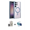 MARSİLYAN™- Galaxy S25 Ultra Kılıf Nova Işık Özel Seri - Siyah 3D Antistatik Seramik Nano Ekran Koruyucu + Bilvis Titan Kamera Lens - GS