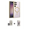 MARSİLYAN™- Galaxy S25 Ultra Kılıf Nova Işık Özel Seri - Siyah Bilvis 3D Cam Ekran Koruyucu + Bilvis Titan Kamera Lens - GS