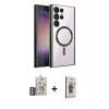 MARSİLYAN™- Galaxy S25 Ultra Kılıf Nova Işık Özel Seri - Siyah Bilvis 3D Cam Ekran Koruyucu + Bilvis Titan Kamera Lens - GS
