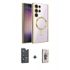 MARSİLYAN™- Galaxy S25 Ultra Kılıf Nova Işık Özel Seri - Siyah Bilvis 3D Cam Ekran Koruyucu + Bilvis Titan Kamera Lens - LT