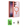 MARSİLYAN™- Galaxy S25 Ultra Kılıf Nova Işık Özel Seri - Siyah Joko Magic 5D Hayalet Cam + Natural Grey Raze Metal Kamera Lens
