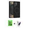 MARSİLYAN™- Galaxy S25 Ultra Kılıf Siluet Doku Özel Seri - Şeffaf Pasifik Cam Ekran Koruyucu + Raze Metal Kamera Lens - MI