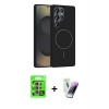 MARSİLYAN™- Galaxy S25 Ultra Kılıf Siluet Doku Özel Seri - Şeffaf Pasifik Cam Ekran Koruyucu + Raze Metal Kamera Lens - NLGY