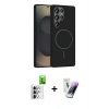 MARSİLYAN™- Galaxy S25 Ultra Kılıf Siluet Doku Özel Seri - Şeffaf Pasifik Cam Ekran Koruyucu + Raze Metal Kamera Lens - GS