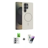 MARSİLYAN™- Galaxy S25 Ultra Kılıf Siluet Doku Özel Seri - Şeffaf Pasifik Cam Ekran Koruyucu + Raze Metal Kamera Lens - GS