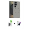 MARSİLYAN™- Galaxy S25 Ultra Kılıf Siluet Doku Özel Seri - Şeffaf Pasifik Cam Ekran Koruyucu + Raze Metal Kamera Lens - GS