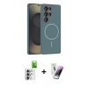 MARSİLYAN™- Galaxy S25 Ultra Kılıf Siluet Doku Özel Seri - Şeffaf Pasifik Cam Ekran Koruyucu + Raze Metal Kamera Lens - GS