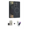 MARSİLYAN™- Galaxy S25 Ultra Kılıf Siluet Doku Özel Seri - Şeffaf Pasifik Cam Ekran Koruyucu + Bilvis Titan Kamera Lens - TNGI